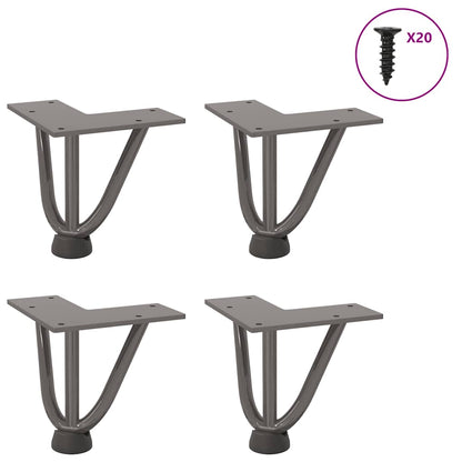 Hairpin Legs for Coffee Table 4 pcs Natural Steel 10 cm Solid Steel