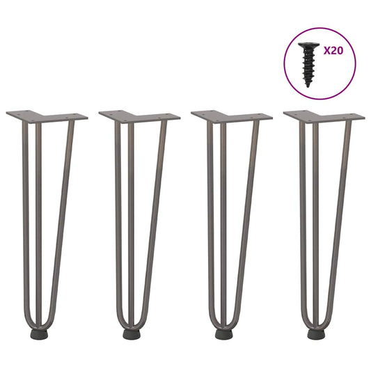Hairpin Legs for Coffee Table 4 pcs Natural Steel 42 cm Solid Steel
