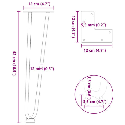 Hairpin Legs for Coffee Table 4 pcs Natural Steel 42 cm Solid Steel