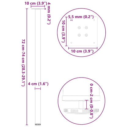Console Table Legs 4 pcs Natural Steel 72-74 cm Steel