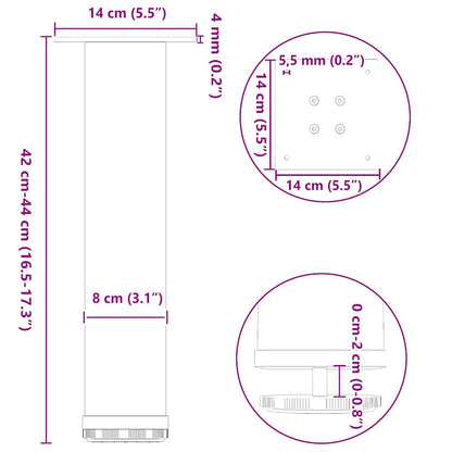 Coffee Table Legs 4 pcs White 42-44 cm Steel
