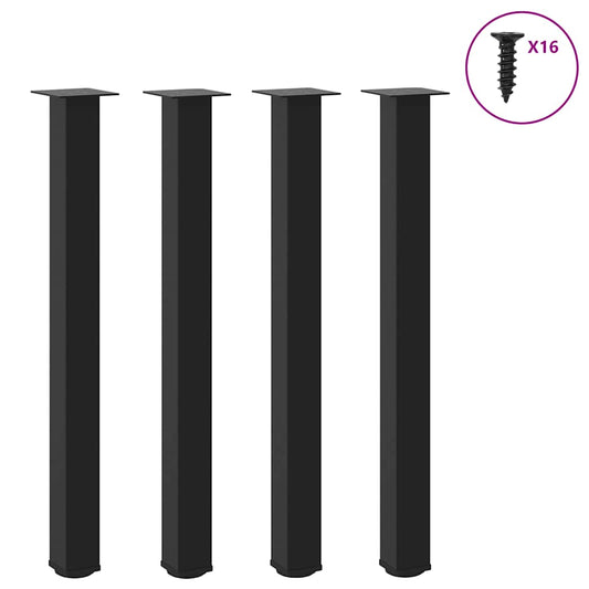 Bar Table Legs 4 pcs Black 90-92 cm Steel