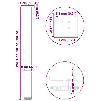 Bar Table Legs 4 pcs Black 100-102 cm Steel