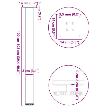 Bar Table Legs 4 pcs Black 100-102 cm Steel