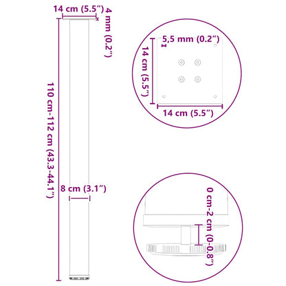 Bar Table Legs 4 pcs Black 110-112 cm Steel
