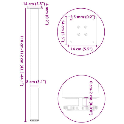 Bar Table Legs 4 pcs White 110-112 cm Steel