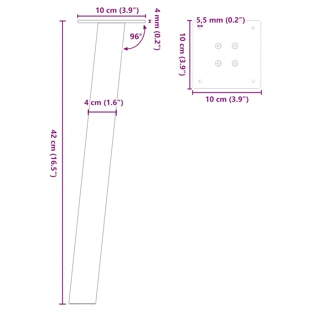 Coffee Table Legs 4 pcs White 42 cm Steel