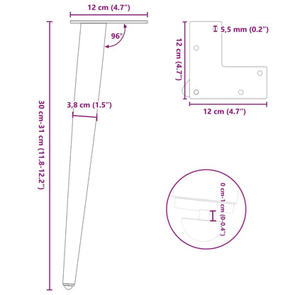 Coffee Table Legs Conical Shape 4 pcs Black 30-31 cm Steel