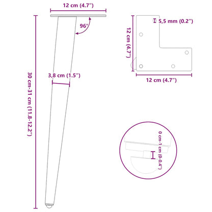 Coffee Table Legs Conical Shape 4 pcs White 30-31 cm Steel