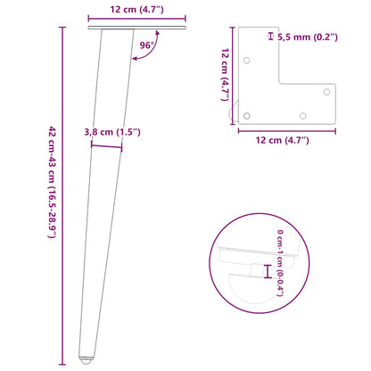 Coffee Table Legs Conical Shape 4 pcs Black 42-43 cm Steel