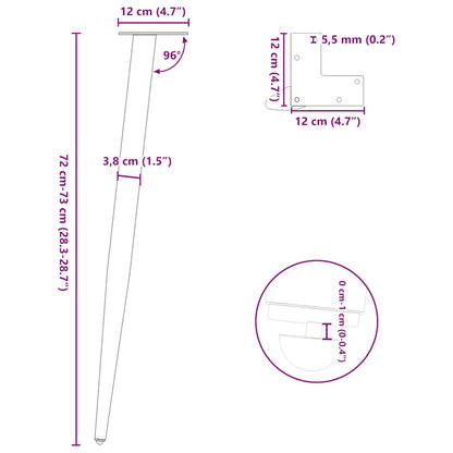Console Table Legs Conical Shape 4 pcs Natural Steel 72-73 cm Steel