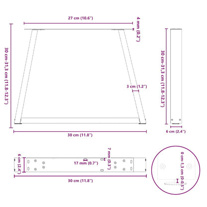 Coffee Table Legs V-Shape 2 pcs Anthracite 30x(30-31.3) cm Steel