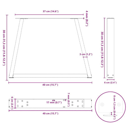 Coffee Table Legs V-Shape 2 pcs Anthracite 40x(30-31.3) cm Steel