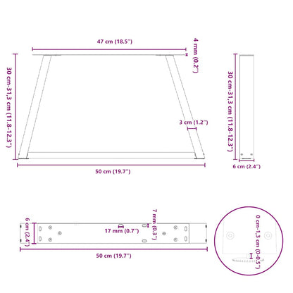 Coffee Table Legs V-Shape 2 pcs White 50x(30-31.3) cm Steel
