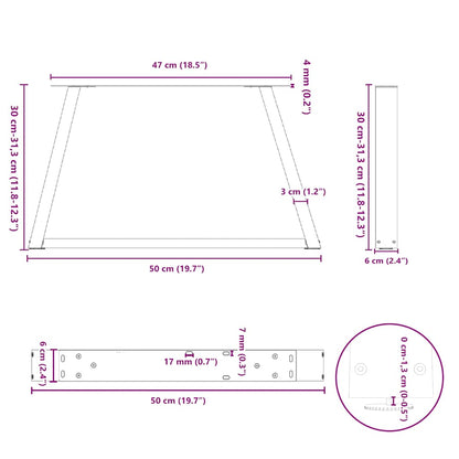 Coffee Table Legs V-Shape 2 pcs Anthracite 50x(30-31.3) cm Steel