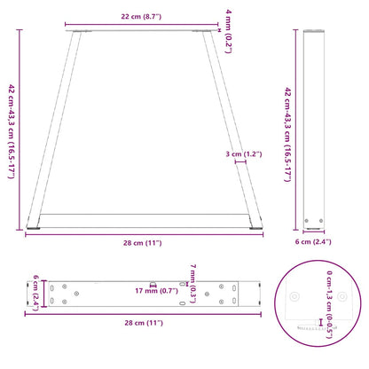 Dining Table Leg | Set of 2 | Black | Powder-coated steel | Medium