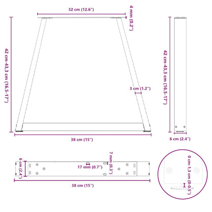 Dining Table Leg | Set of 2 | Black | Powder-Coated Steel