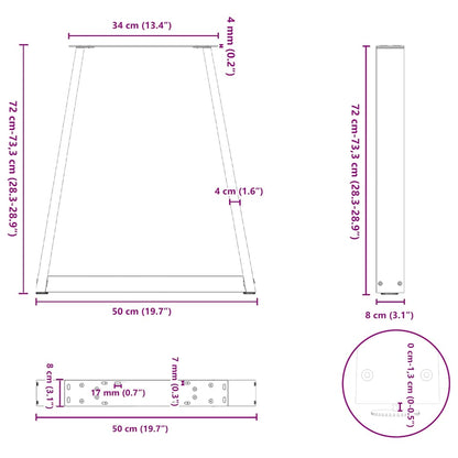 Coffee Table Leg | Set of 2 | Black | Steel | 50 x 72 cm