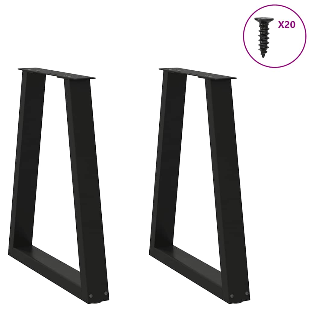 Dining Table Legs V-Shape 2 pcs Black 60x(72-73.3) cm Steel
