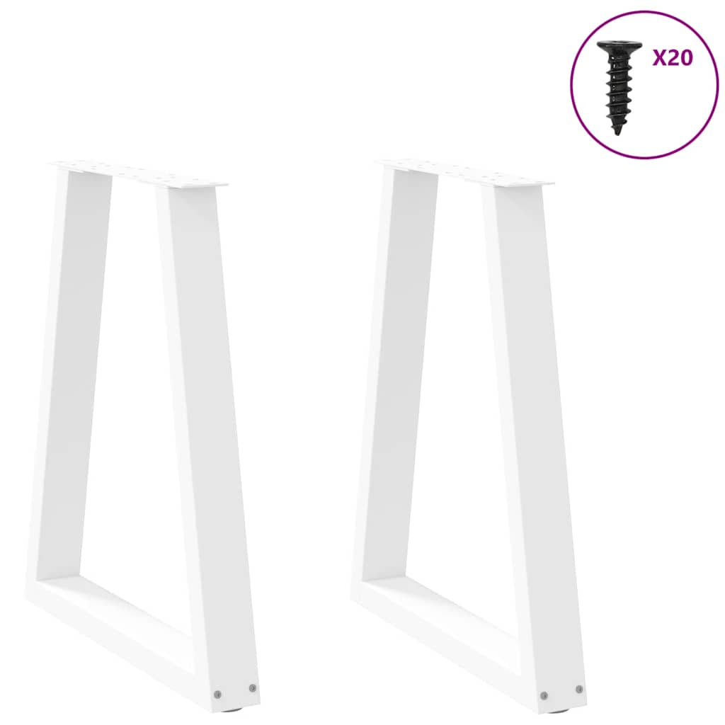 Dining Table Legs V-Shape 2 pcs White 60x(72-73.3) cm Steel