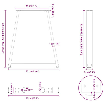 Dining Table Legs V-Shape 2 pcs Anthracite 60x(72-73.3) cm Steel