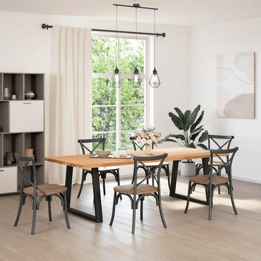 Dining Table Legs V-Shape 2 pcs Black 70x(72-73.3) cm Steel