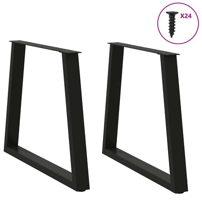 Dining Table Legs V-Shape 2 pcs Black 70x(72-73.3) cm Steel