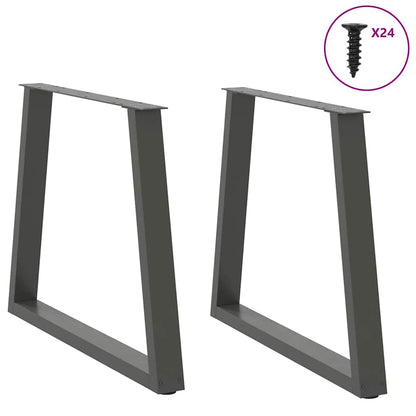 Dining Table Legs V-Shape 2 pcs Anthracite 70x(72-73.3) cm Steel