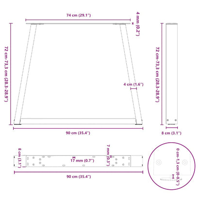 Dining Table Legs V-Shape 2 pcs Anthracite 90x(72-73.3) cm Steel