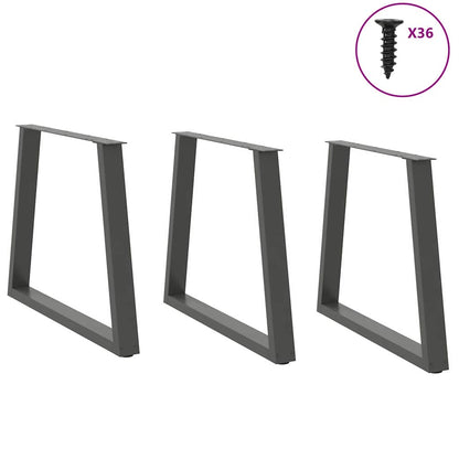 Dining Table Legs V-Shape 3 pcs Anthracite 80x(72-73.3) cm Steel