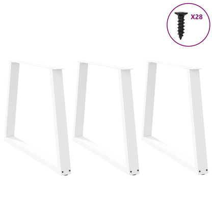 Dining Table Legs V-Shape 3 pcs White 90x(72-73.3) cm Steel