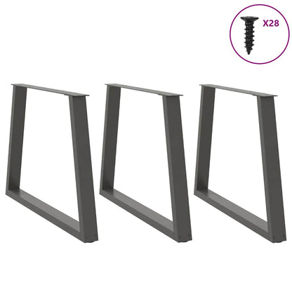 Dining Table Legs V-Shape 3 pcs Anthracite 90x(72-73.3) cm Steel
