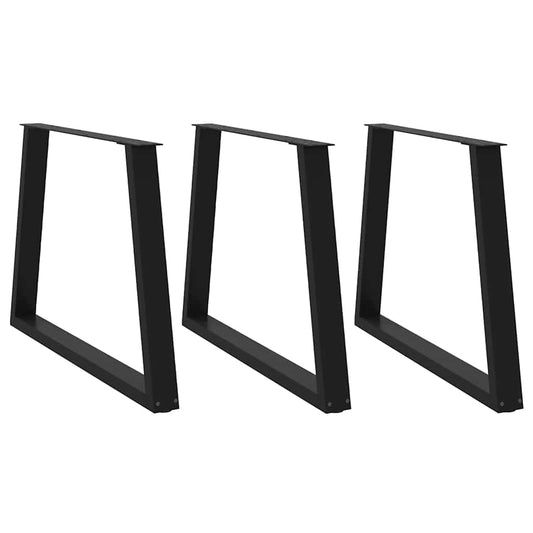 Dining Table Legs V-Shape 3 pcs Black 100x(72-73.3) cm Steel