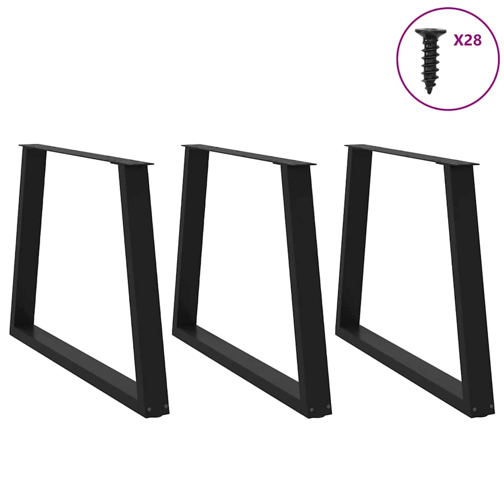 Dining Table Legs V-Shape 3 pcs Black 100x(72-73.3) cm Steel
