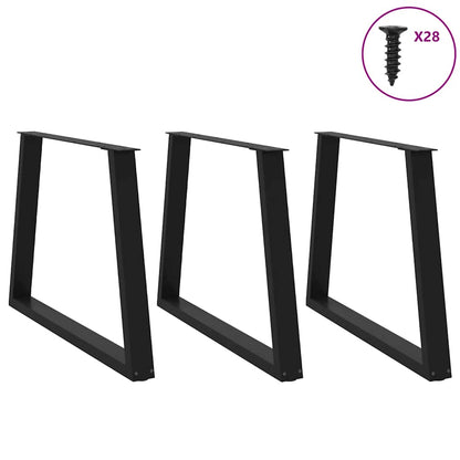 Dining Table Legs V-Shape 3 pcs Black 100x(72-73.3) cm Steel
