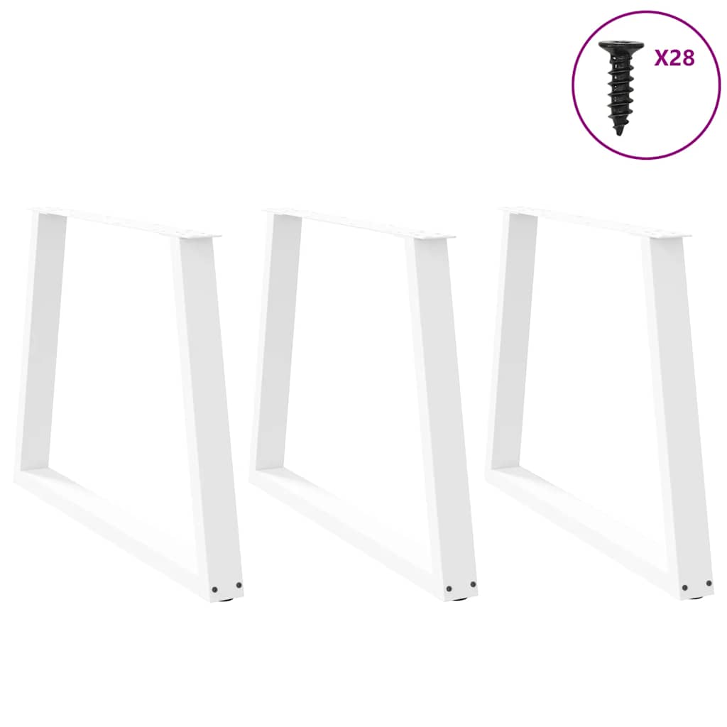 Dining Table Legs V-Shape 3 pcs White 100x(72-73.3) cm Steel