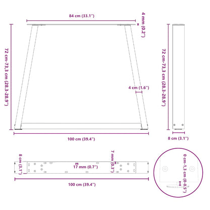 Dining Table Legs V-Shape 3 pcs Anthracite 100x(72-73.3) cm Steel