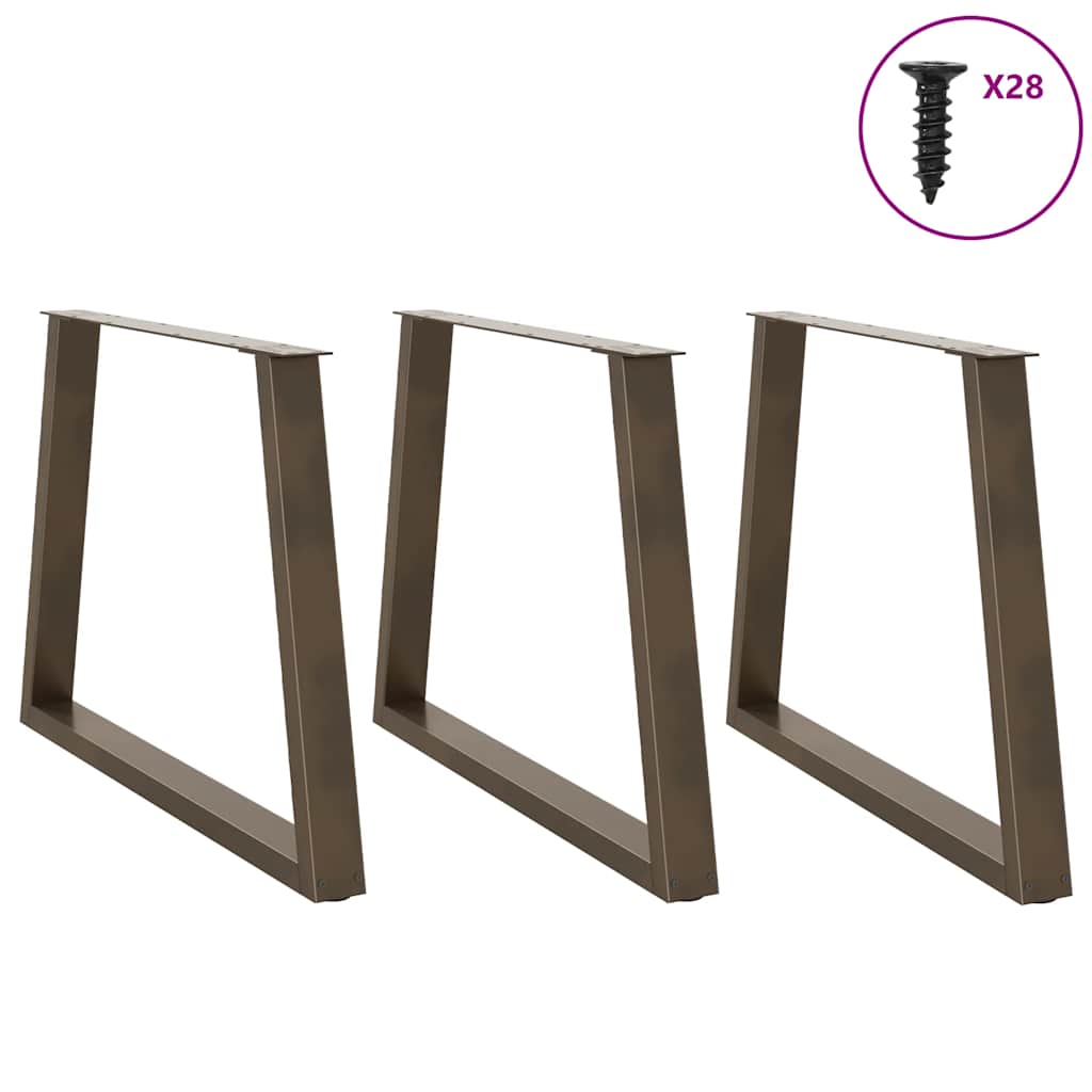 Dining Table Legs V-Shape 3 pcs Natural Steel 100x(72-73,3) cm Steel