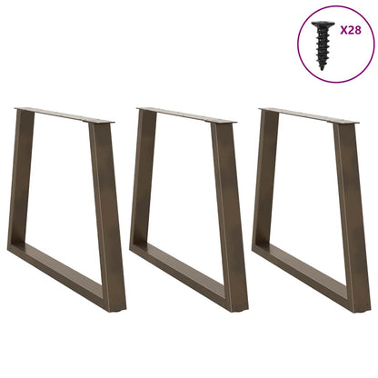Dining Table Legs V-Shape 3 pcs Natural Steel 100x(72-73,3) cm Steel