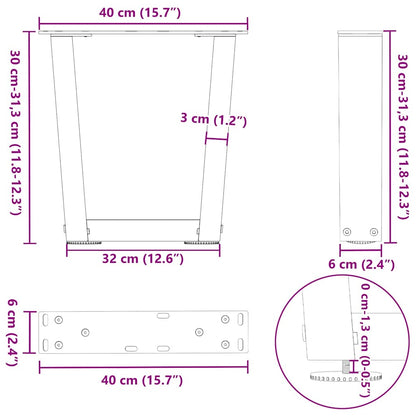 Coffee Table Legs V-Shape 2 pcs Anthracite 40x(30-31.3) cm Steel