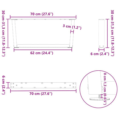 Coffee Table Legs V-Shape 2 pcs Anthracite 70x(30-31.3) cm Steel