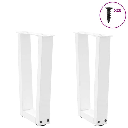 Coffee Table Legs V-Shape 2 pcs White 28x(42-43.3) cm Steel