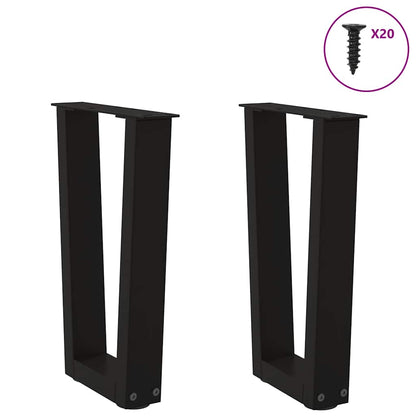 Coffee Table Legs V-Shape 2 pcs Black 38x(42-43.3) cm Steel