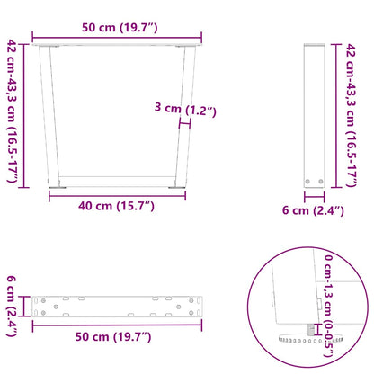 Coffee Table Legs V-Shape 2 pcs Natural Steel 50x(42-43.3) cm Steel