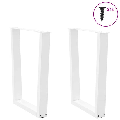 Dining Table Legs V-Shape 2 pcs White 60x(72-73.3) cm Steel