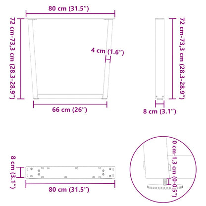 Dining Table Legs V-Shape 2 pcs Anthracite 80x(72-73.3) cm Steel