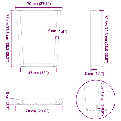 Dining Table Legs V-Shape 3 pcs Natural Steel 70x(72-73.3) cm Steel