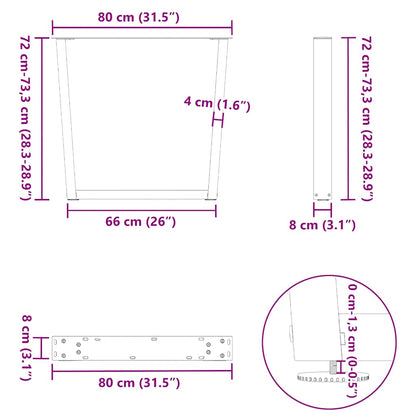 Dining Table Legs V-Shape 3 pcs Anthracite 80x(72-73.3) cm Steel