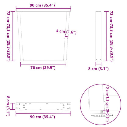 Dining Table Legs V-Shape 3 pcs White 90x(72-73.3) cm Steel