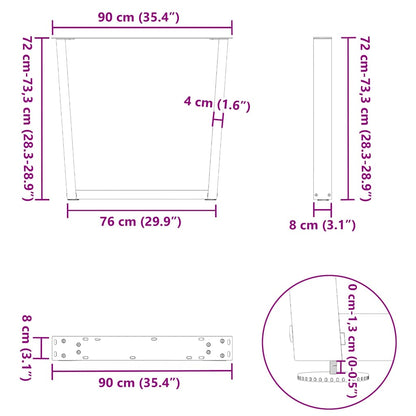 Dining Table Legs V-Shape 3 pcs Anthracite 90x(72-73.3) cm Steel